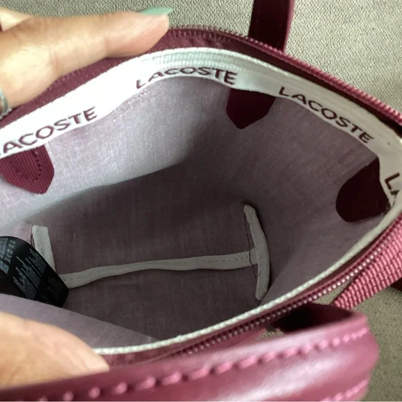 Plum Burgandy Lacoste Mini Crossbody Bag Purse For Women Girls Alligator - Picture 6 of 7